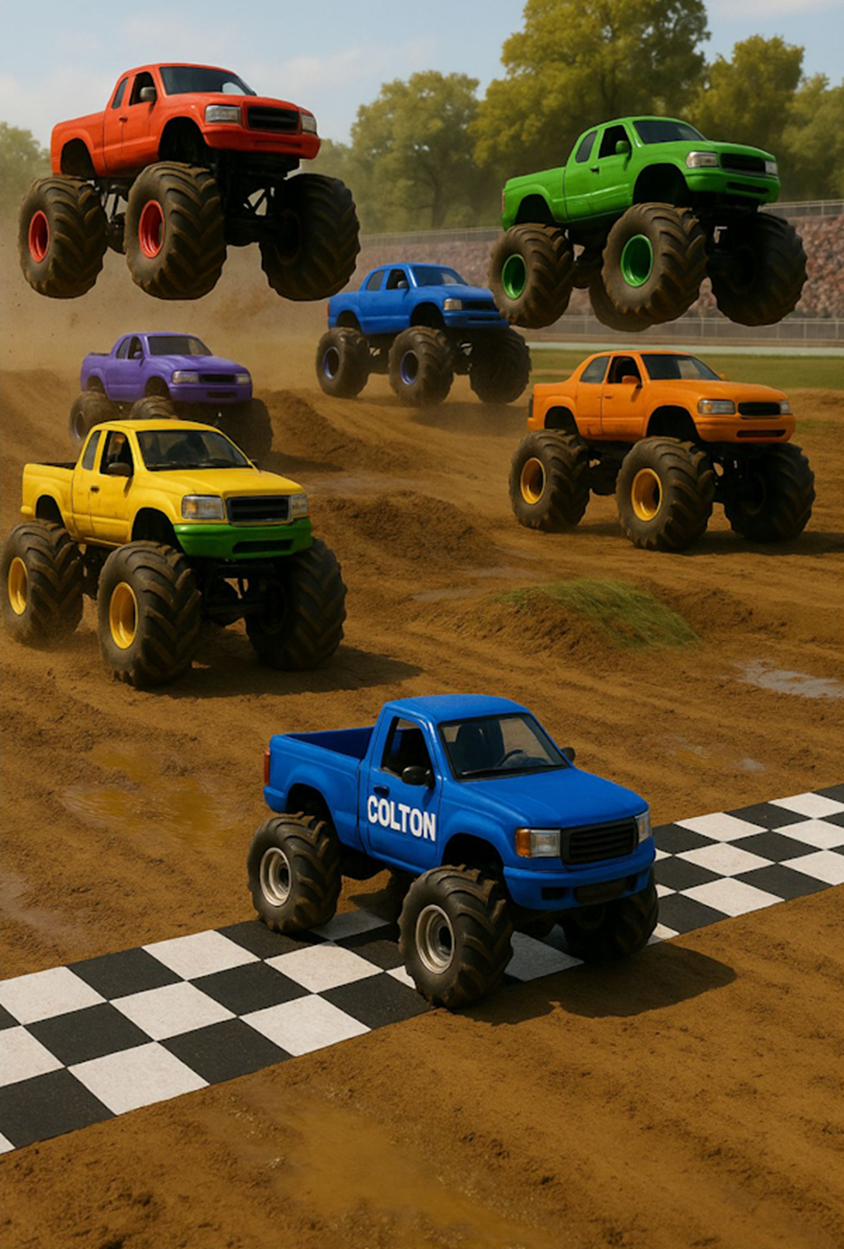 Colton winning the race