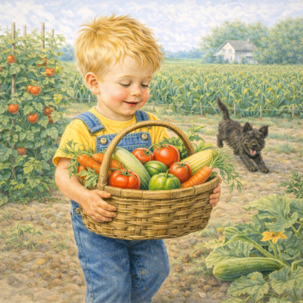 Carrying in the vegetables