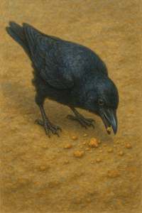 Sharing cookie crumbs with the raven