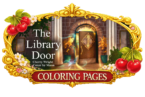 free kids coloring page magical library door