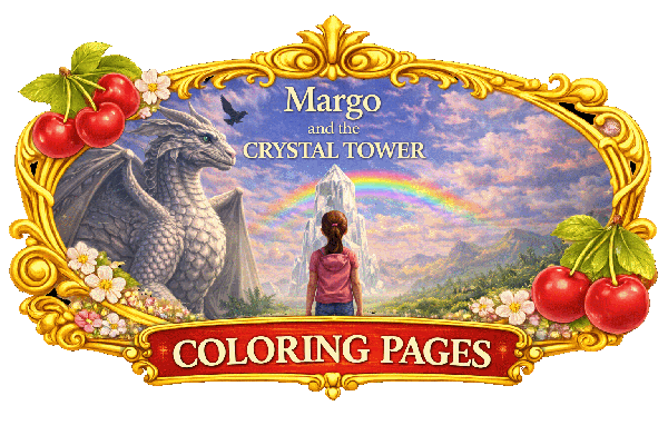 free kids coloring page crystal tower dragon girl